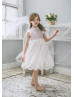 Chic Ivory Floral Lace Tulle Flower Girl Dress